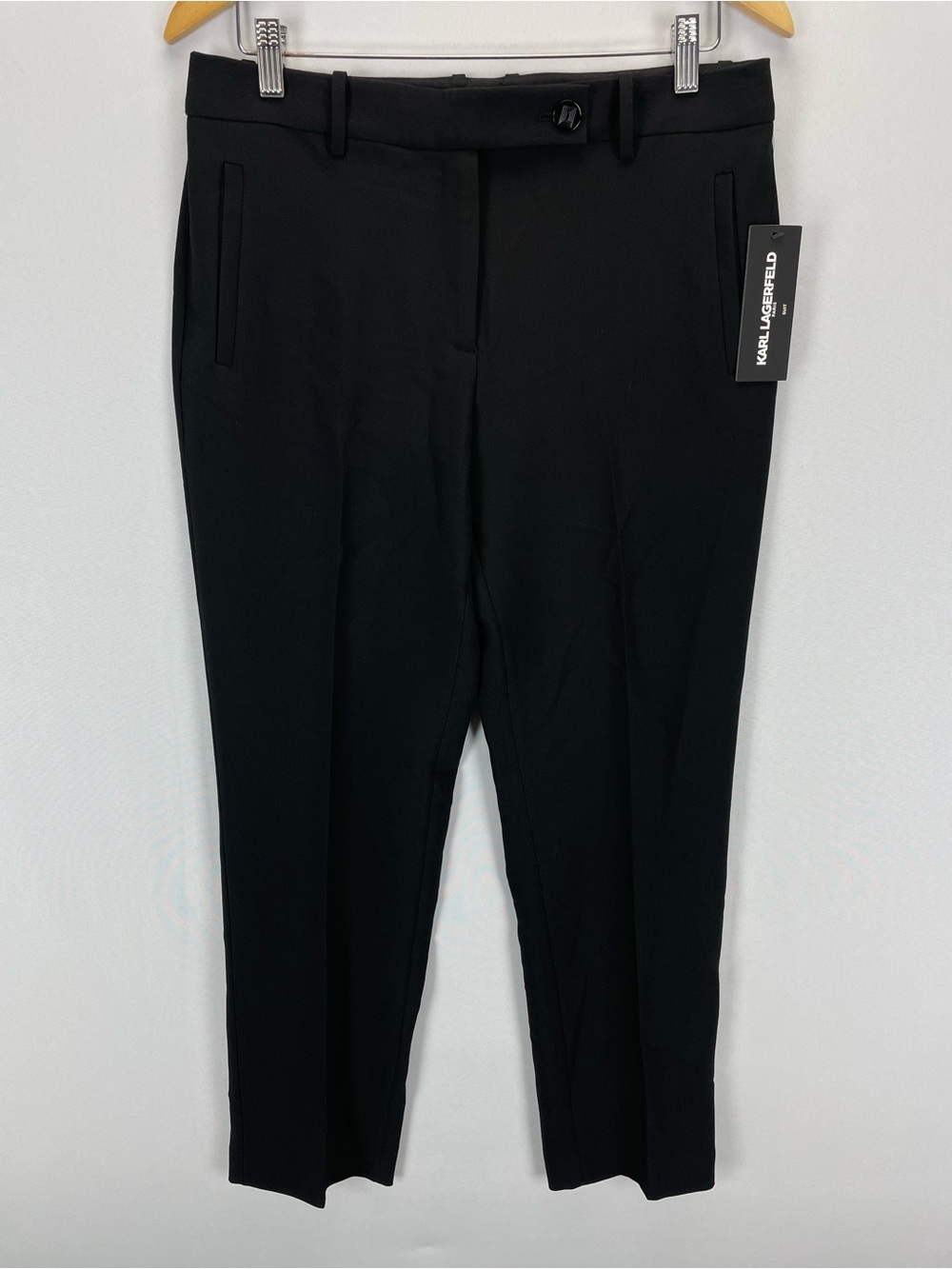 Karl Lagerfeld Dress Pants Solid Black Size 6 Slim Ankle Work Office Party NWT
